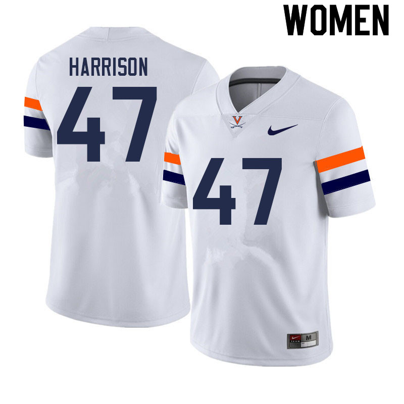 Women #47 T.C. Harrison Virginia Cavaliers College Football Jerseys Sale-White - Click Image to Close
